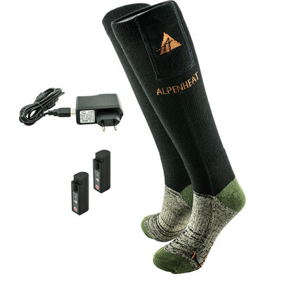 Vyhrievané ponožky alpenheat fire-socks zeleno-čierne - vyhrievane_ponozky_alpenheat_fire_socks_