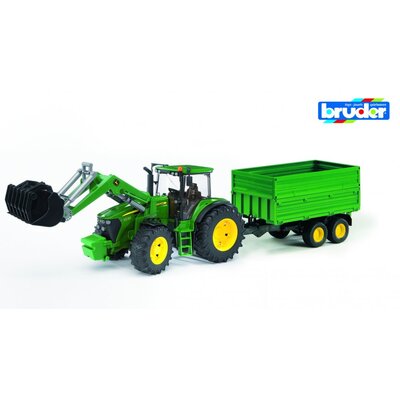 Traktor john deere 7930 + čelný nakladač a vozidlo bruder - Traktor John Deere 7930 + čelný nakladač a vozidlo BRUDER 3055 (2)