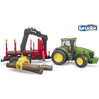 Traktor john deere 7930 + prepravník na drevo bruder - Traktor John Deere 7930 + prepravník na drevo BRUDER 3054