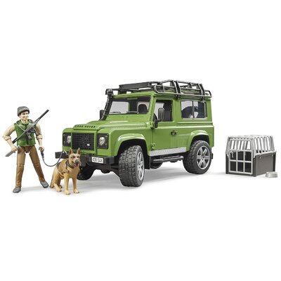 Defender land rover station wagon s figúrkou poľovníka a psa bruder - Defender Land Rover Station Wagon s figúrkou poľovníka a psa