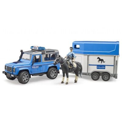 Policajné auto land rover s prívesom, koňom a figúrkou policajta bruder - Policajné auto Land Rover s prívesom, koňom a figúrkou policajta BRUDER
