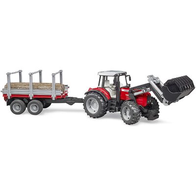 Traktor massey ferguson 7480 s čelným nakladačom a prívesom na drevo bruder - Traktor Massey Ferguson 7480 s čelným nakladačom a prívesom na drevo BRUDER (3)