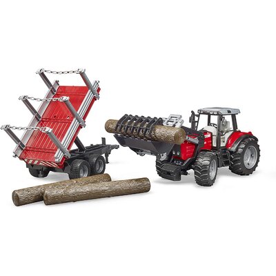 Traktor massey ferguson 7480 s čelným nakladačom a prívesom na drevo bruder - Traktor Massey Ferguson 7480 s čelným nakladačom a prívesom na drevo BRUDER (4)