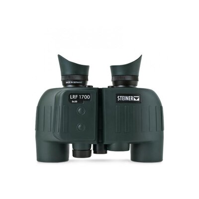 Binokulárny ďalekohľad Steiner LRF 1700 8x30 s diaľkomerom, tmavozelený dizajn, nápis Made in Germany.