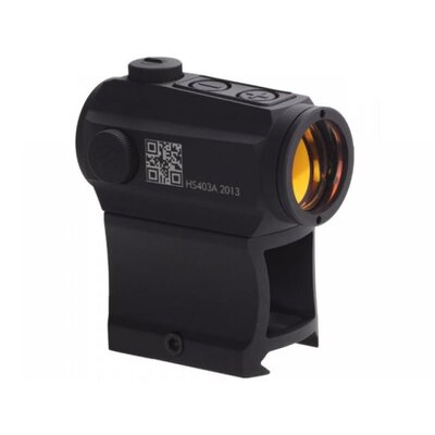 Kolimátor HOLOSUN HS403A s červeným bodom, vysokou odolnosťou a bez externého uloženia batérie.