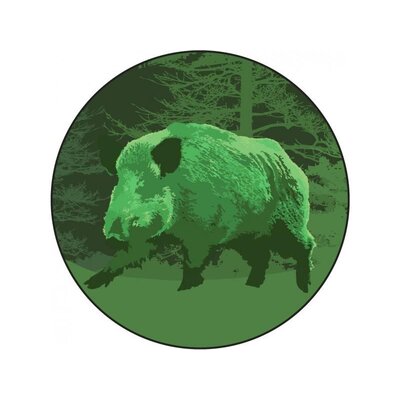Ilustrácia diviaka v zelenom spektre cez nočné videnie NightSpotter Photonis EVO