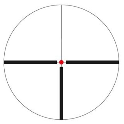Osvetlená zámerná osnova 4C pre puškohľad Meopta MeoStar R1 3-12x56 RD s červeným stredovým bodom.