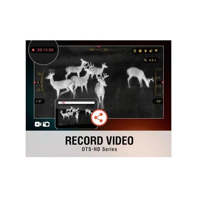 Termovízia ATN OTS-HD 384 2-8x s funkciou nahrávania videa. Zobrazenie zveri cez termovízny displej s údajmi o čase, smere a zväčšení.