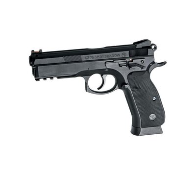 Airsoftová pištoľ CZ SP-01 SHADOW s čiernou ergonomickou rukoväťou a nápisom na hlavni.