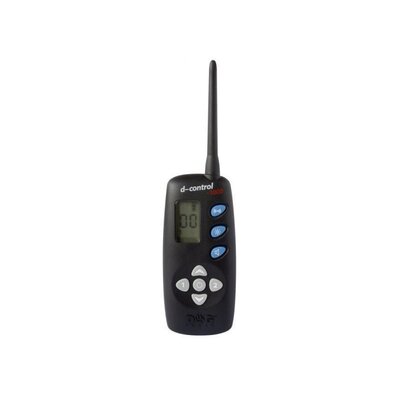 Vysielač d-control 1040 s LCD displejom a tlačidlami pre nastavenie režimov zvuku a vibrácií, čiernej farby s anténou, vhodný pre výcvik psov na dlhé vzdialenosti.