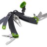 Multifunkčné kliešte GERBER STEADY TRIPOD MULTI-TOOL s rôznymi nástrojmi vrátane noža, skrutkovačov, štípacích klieští a držiaka na telefón.