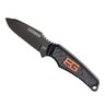 Pevný nôž GERBER BEAR GRYLLS ULTRA COMPACT FIXED BLADE s gumovou rukoväťou a nápisom, s čepeľou z ocele, na bielom pozadí.