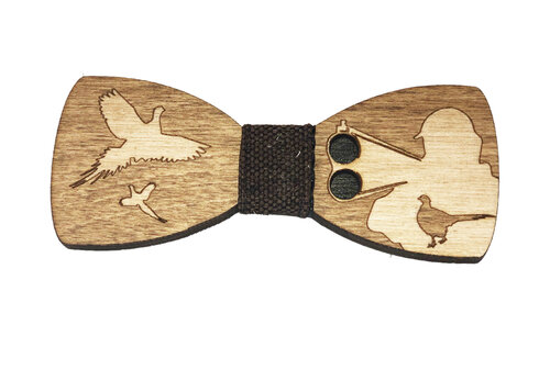 Drewniana muszka HUNTER - Bażant/strzelec 