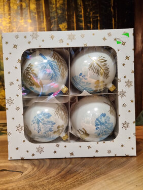 Bombki bożonarodzeniowe TETRAO ręcznie malowane - las 10 cm, 4szt.